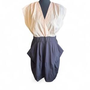 Carolina Williamson light pink and charcoal dress with pockets Size large